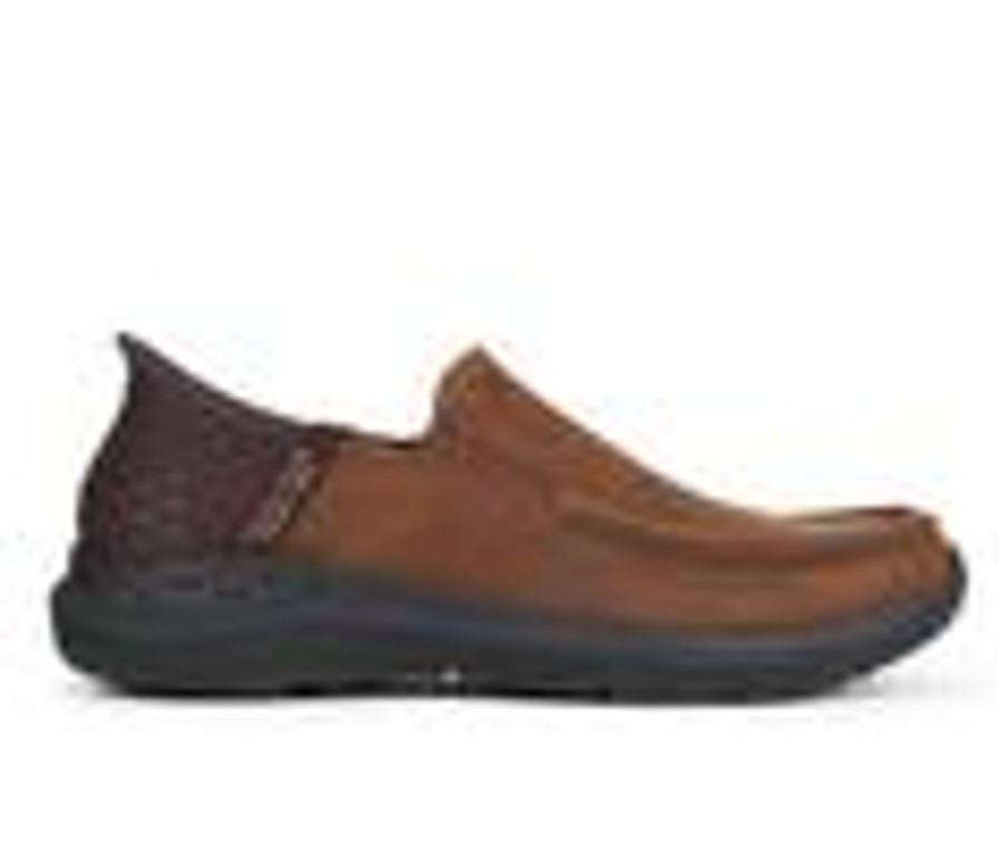 Men Skechers Slip-Ons | Men'S Skechers 204866 Parson Slip In Slip-On Shoes Dark Brown Lea