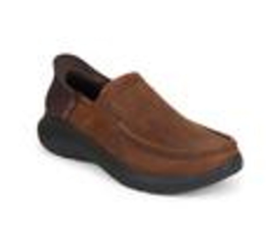 Men Skechers Slip-Ons | Men'S Skechers 204866 Parson Slip In Slip-On Shoes Dark Brown Lea