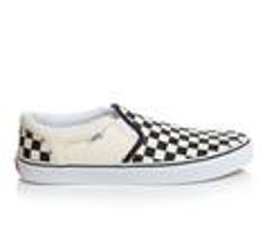 Men Vans Slip-Ons | Men'S Vans Asher Slip-On Skate Shoes Blk/Crm Checker