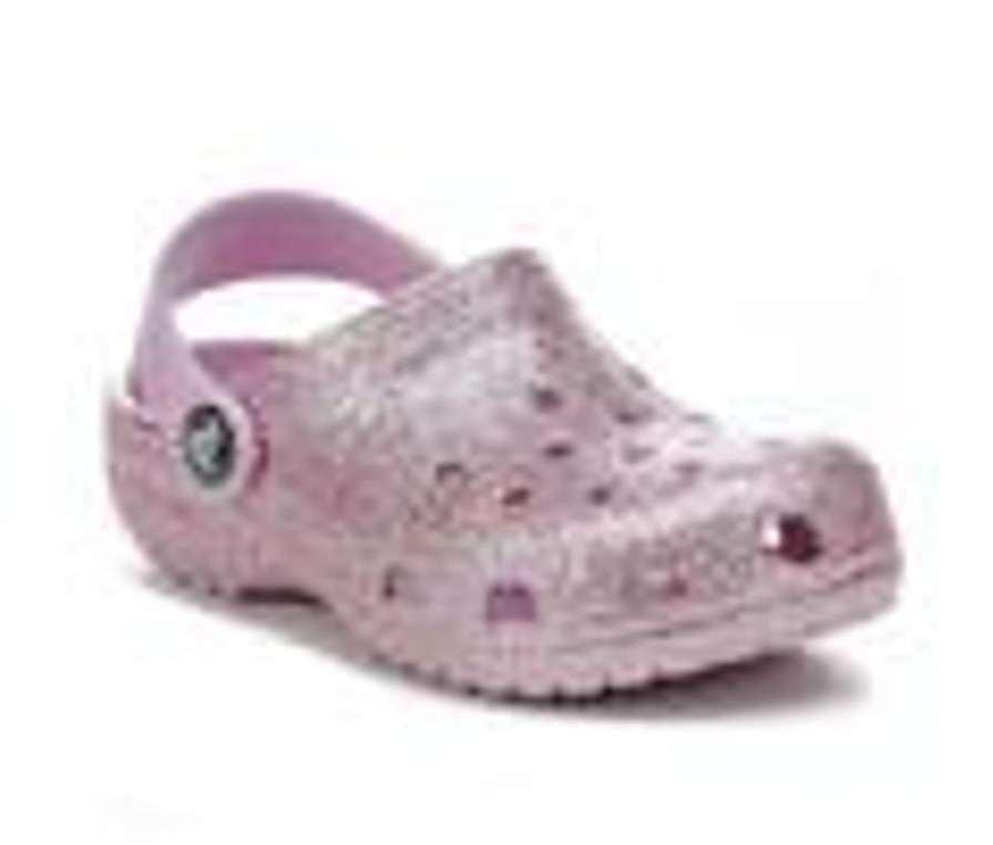 Kids Crocs Sandals | Girls' Crocs Toddler Classic Glitter 2 Clogs White/Rainbow