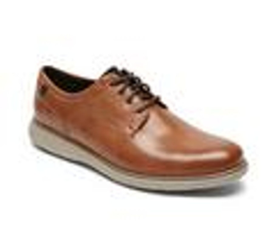 Men Rockport Oxfords | Men'S Rockport Garett Plain Toe Dress Shoes Caramel