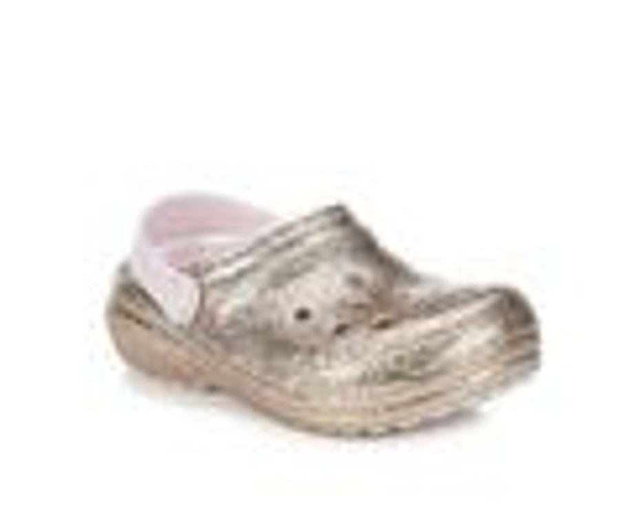 Kids Crocs Sandals | Girls' Crocs Little Kid & Big Kid Classic Glitter Lined Clogs Gold/Pink