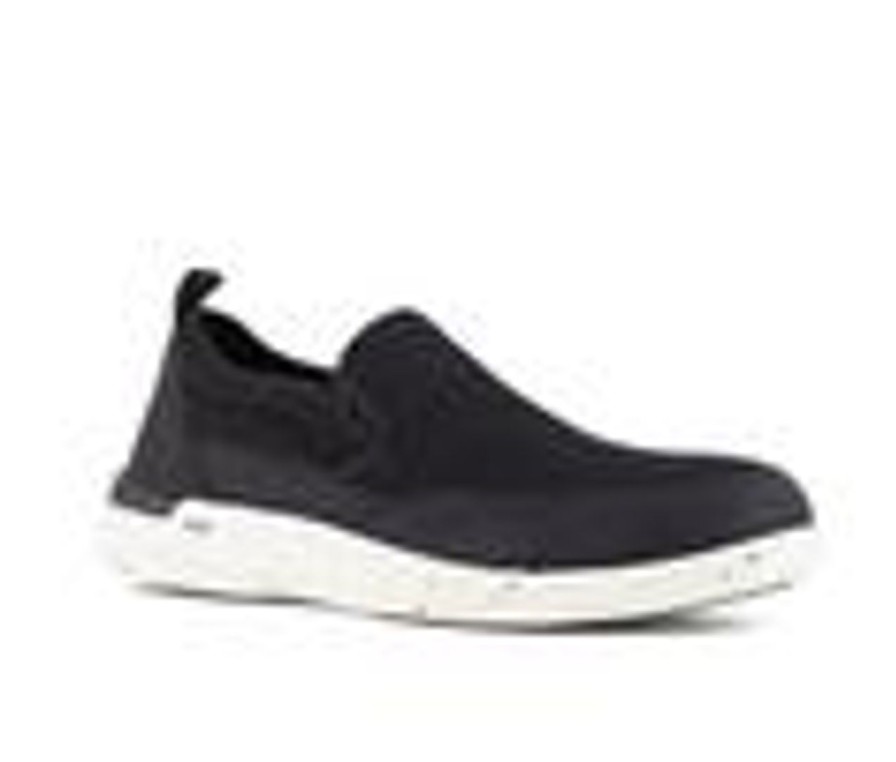 Men Rockport Works Composite And Alloy Toe | Men'S Rockport Works Truflex Fly Mudguard Slip On Work Shoes Balck