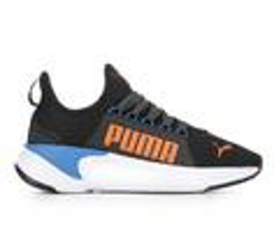 Kids Puma Athletics & Sneakers | Boys' Puma Big Kid Softride Premier Slip-On Running Shoes Blk/Org/Blu/Wht