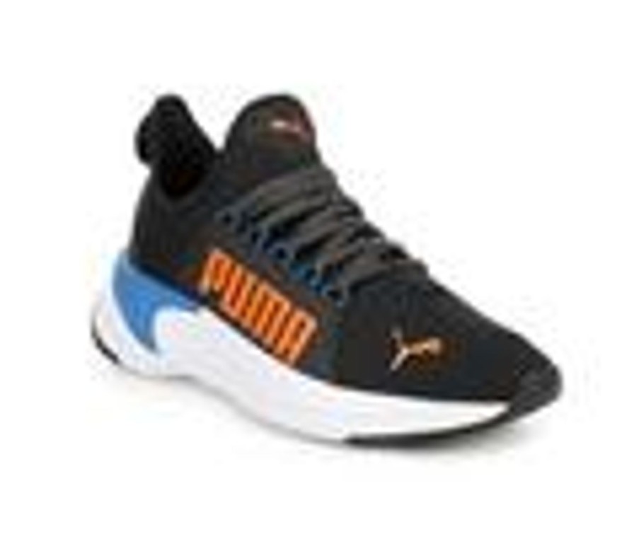 Kids Puma Athletics & Sneakers | Boys' Puma Big Kid Softride Premier Slip-On Running Shoes Blk/Org/Blu/Wht