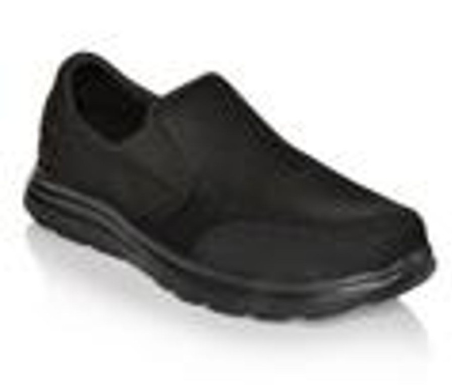 Men Skechers Work Loafers And Slip-Ons | Men'S Skechers Work 77048 Mcallen Safety Shoes Black