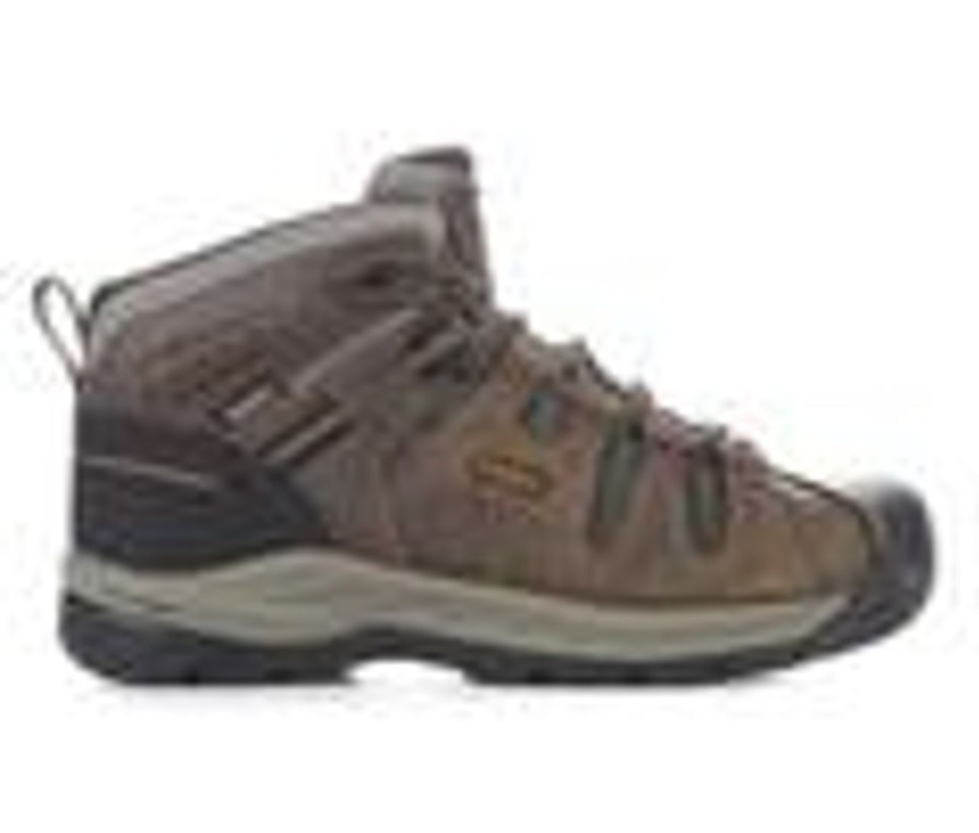 Men KEEN Utility Soft Toe | Men'S Keen Utility Flint Ii Mid Waterproof Soft Toe Work Boots Black/Olive/Br