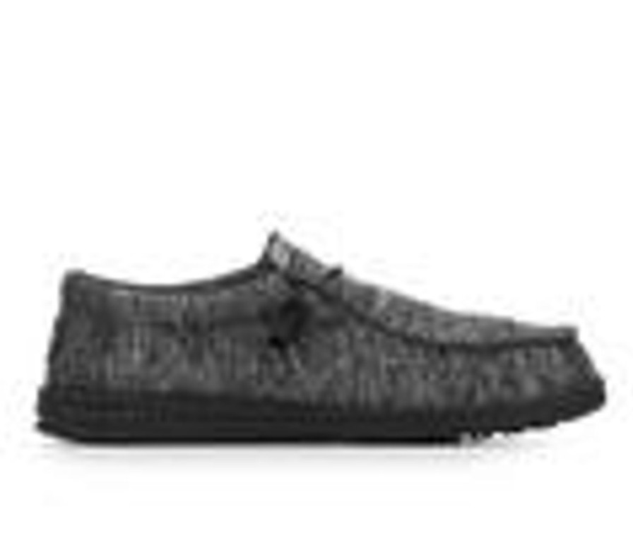 Men HEYDUDE Boat Shoes | Men'S Heydude Wally Sport Knit Casual Shoes Black/Black