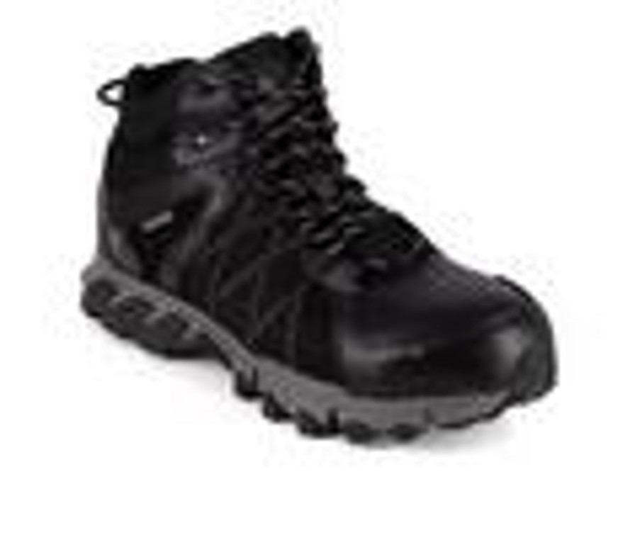 Men REEBOK WORK Electric Hazard | Men'S Reebok Work Trailgrip Leather Work Boots Black/Grey