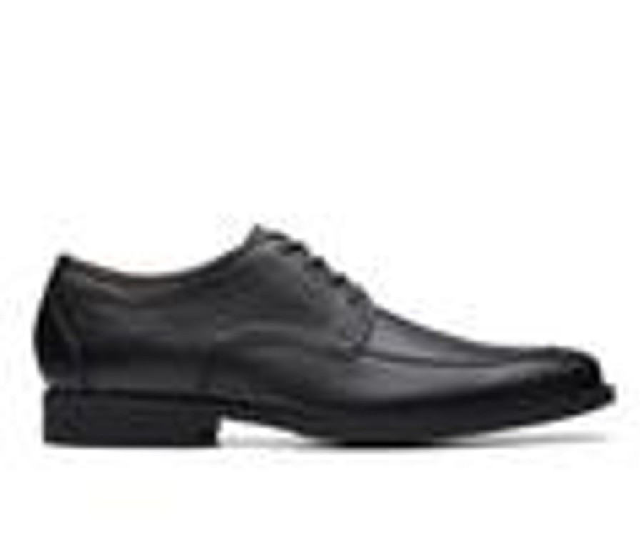 Men Clarks Oxfords | Men'S Clarks Whiddon Apron Dress Oxfords Black Tumbled