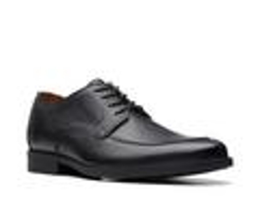 Men Clarks Oxfords | Men'S Clarks Whiddon Apron Dress Oxfords Black Tumbled