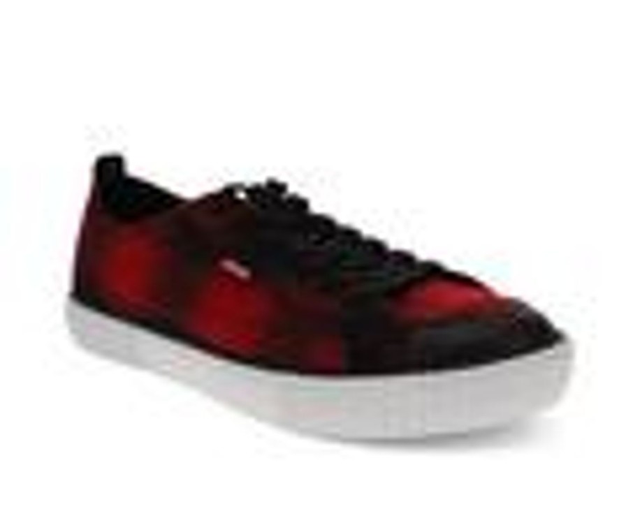 Men Levis Oxfords | Men'S Levis Anikin Neo Plaid Casual Shoes Blk/Red