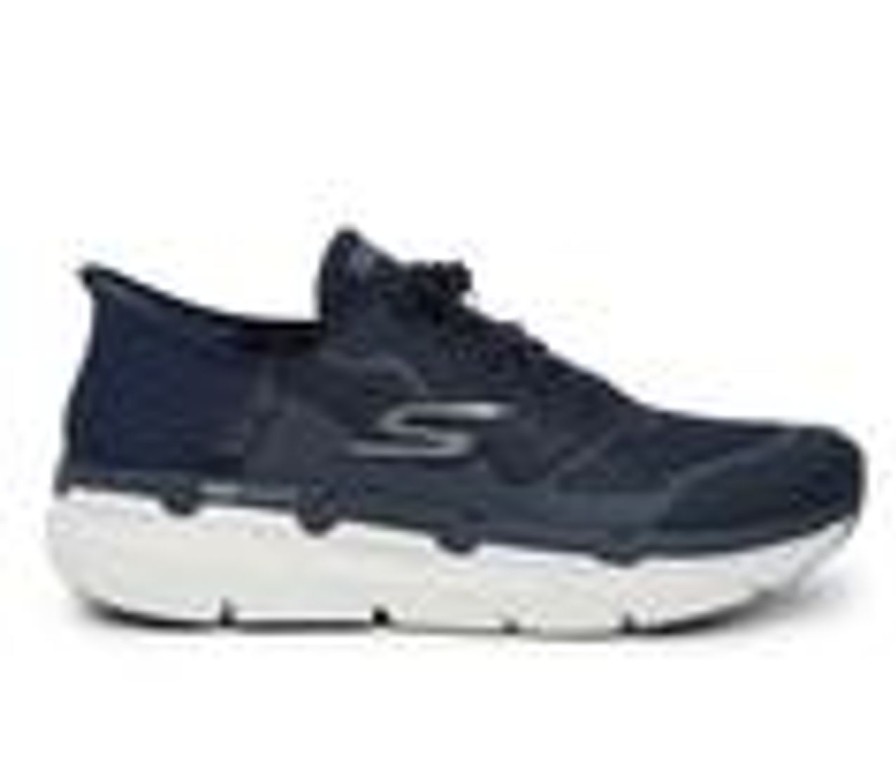 Men Skechers Slip-Ons | Men'S Skechers Max Cushion Slip In Running Shoes Navy