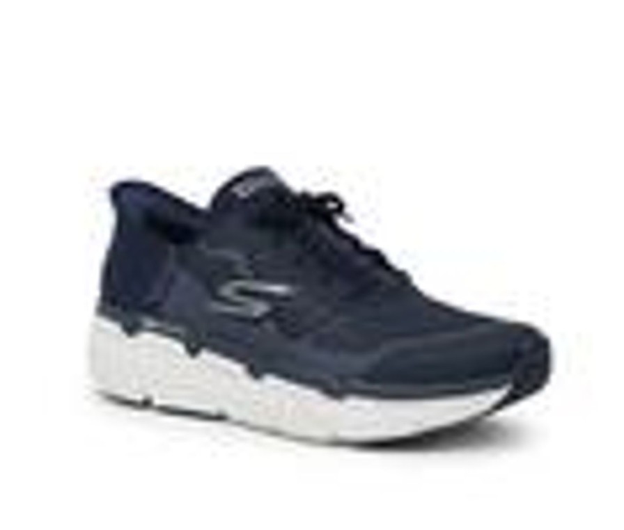 Men Skechers Slip-Ons | Men'S Skechers Max Cushion Slip In Running Shoes Navy