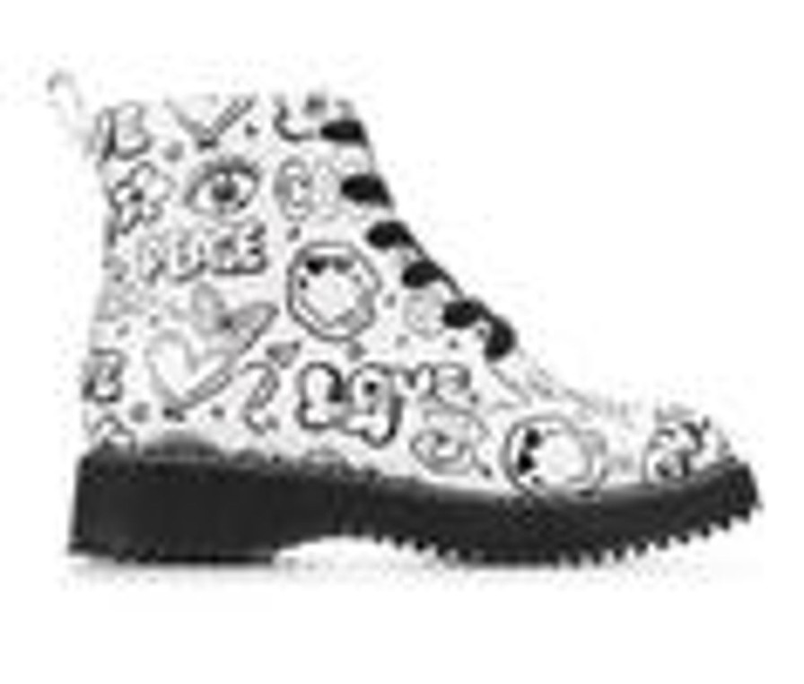 Kids Madden Girl Boots | Girls' Madden Girl Little Kid & Big Kid Mkurt Lace-Up Boots White Graffiti