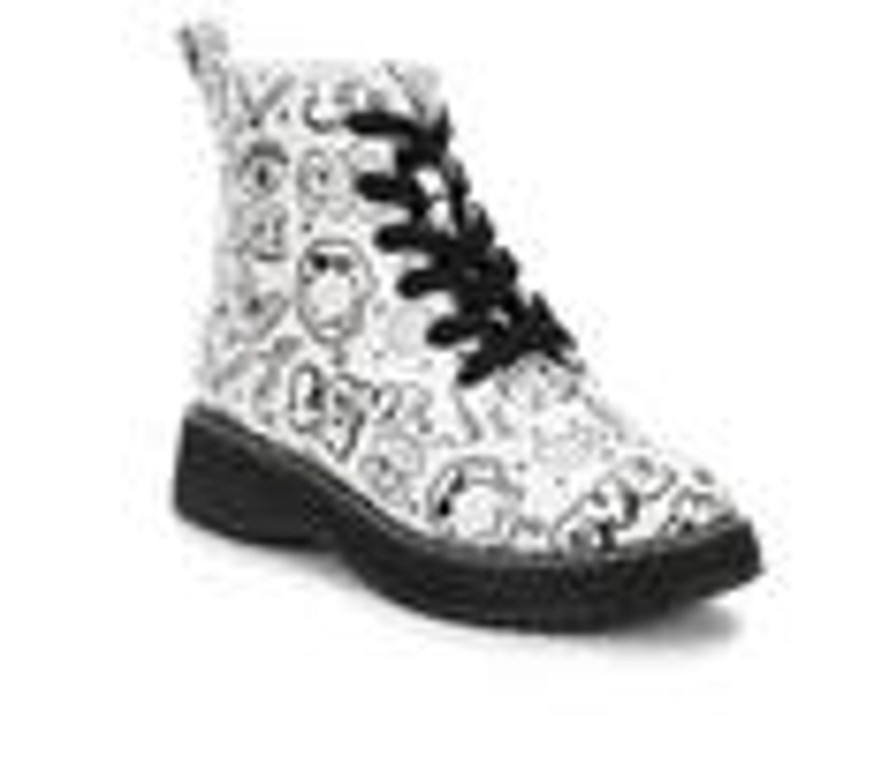 Kids Madden Girl Boots | Girls' Madden Girl Little Kid & Big Kid Mkurt Lace-Up Boots White Graffiti