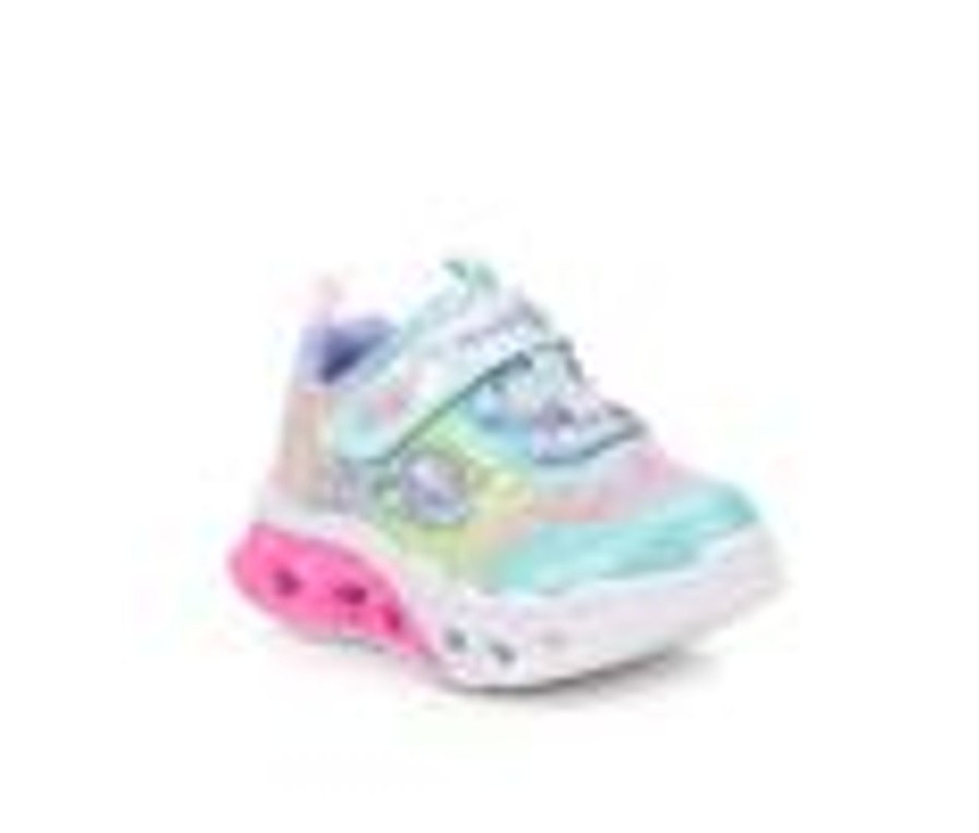 Kids Skechers Casual | Girls' Skechers Toddler Flutter Heart Lights Loves Light-Up Sneakers Turqoise/Multi