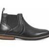 Men Nunn Bush Boots | Men'S Nunn Bush Otis Plain Toe Chelsea Boots Black Tumbled