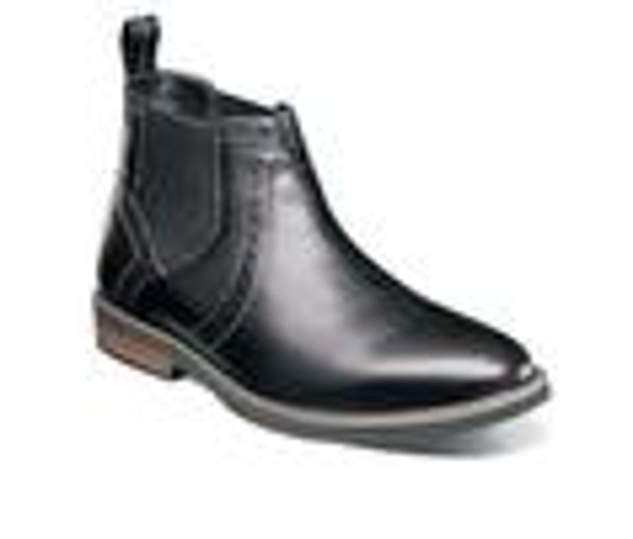 Men Nunn Bush Boots | Men'S Nunn Bush Otis Plain Toe Chelsea Boots Black Tumbled