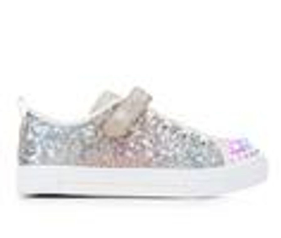 Kids Skechers Casual | Girls' Skechers Little Kid Sparkle Sequins So Bright Twinkle Toes Light-Up Sneakers Silver/Gold