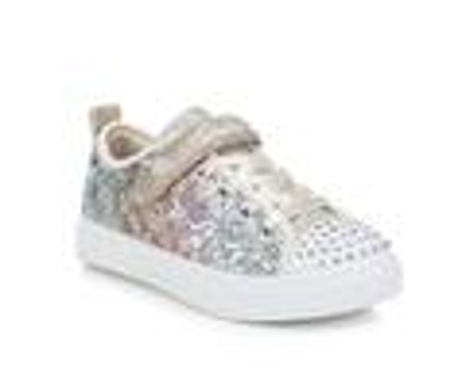 Kids Skechers Casual | Girls' Skechers Little Kid Sparkle Sequins So Bright Twinkle Toes Light-Up Sneakers Silver/Gold