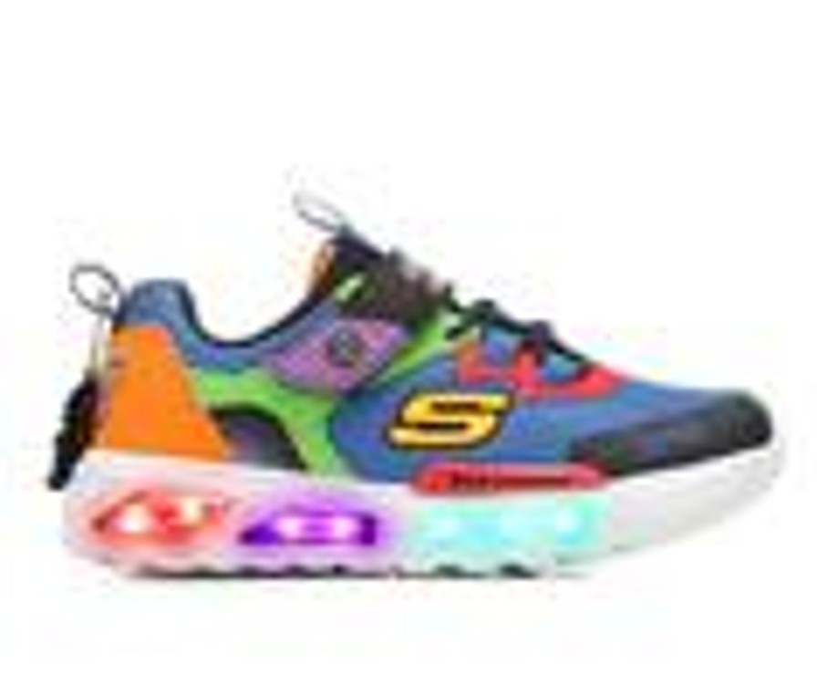 Kids Skechers Casual | Boys' Skechers Little Kid & Big Kid Ryan'S World Flex Glow Light-Up Sneakers Black/Blue/Mlti