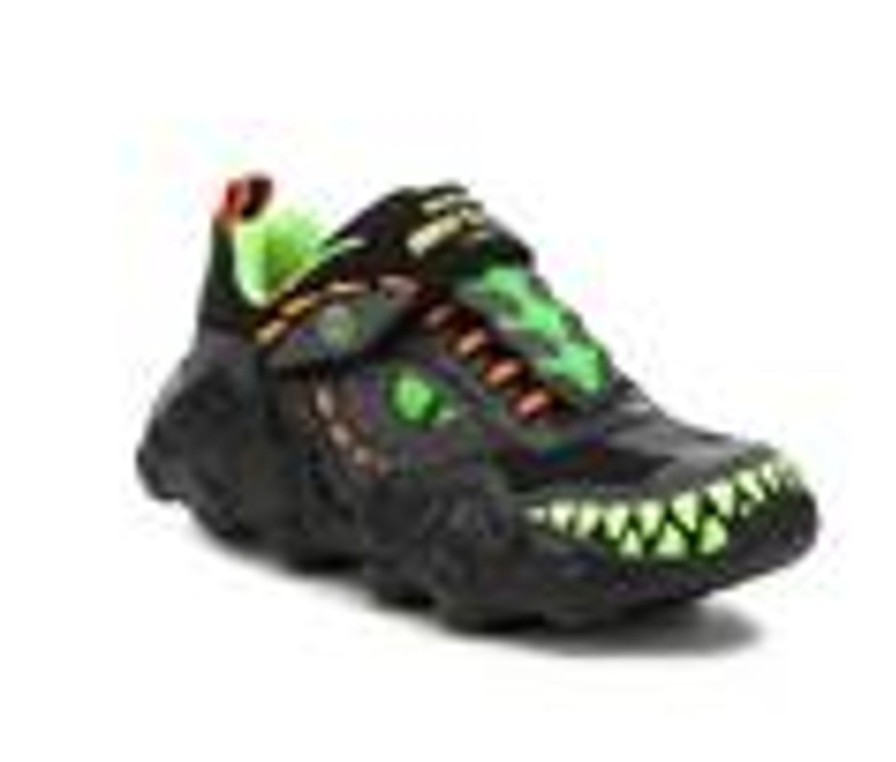 Kids Skechers Casual | Boys' Skechers Little Kid & Big Kid Skech-O-Saurus Dinosaur Light-Up Sneakers Blk/Green/Ornge