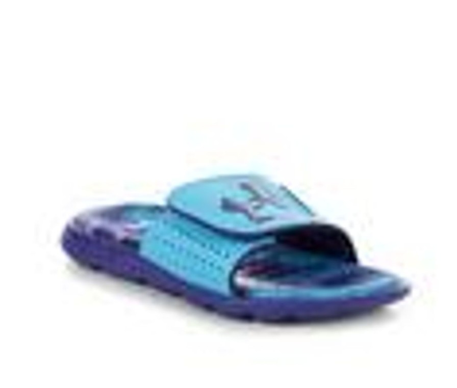 Kids Under Armour Sandals | Boys' Under Armour Little Kid & Big Kid Ignite Graphic Vii Sport Slides Blue Surf