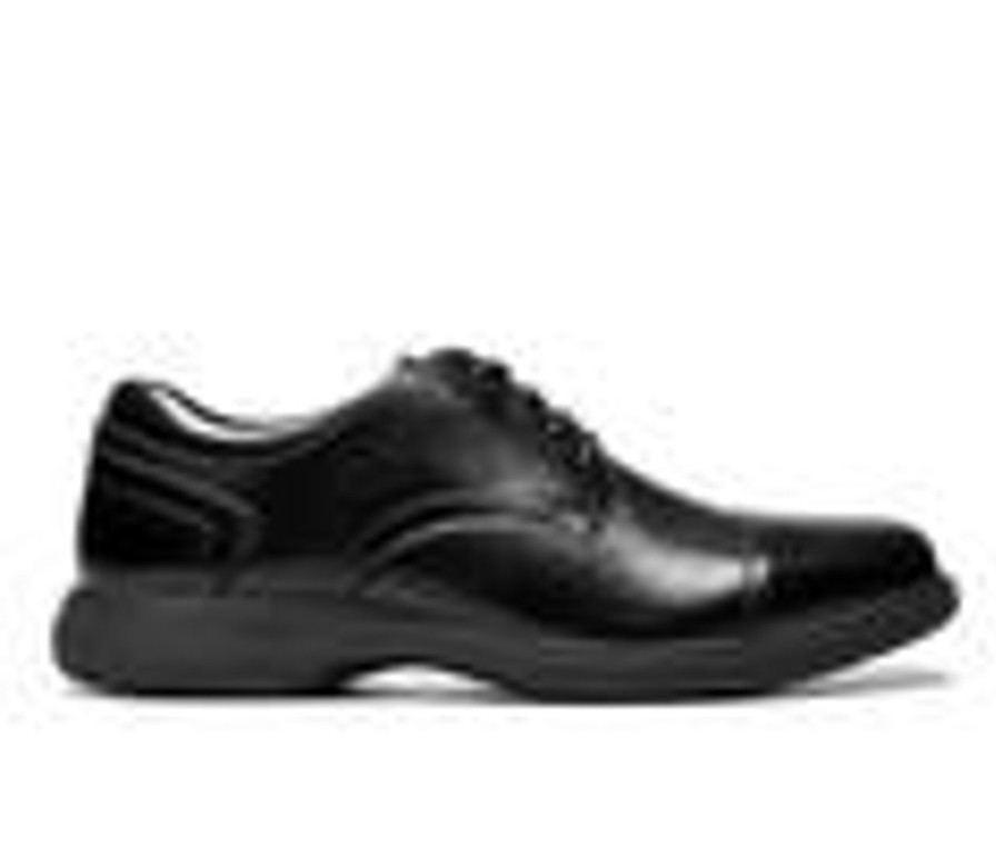 Men Nunn Bush Soft Toe | Men'S Nunn Bush Kore Pro Cap Toe Slip-Resistant Oxfords Black