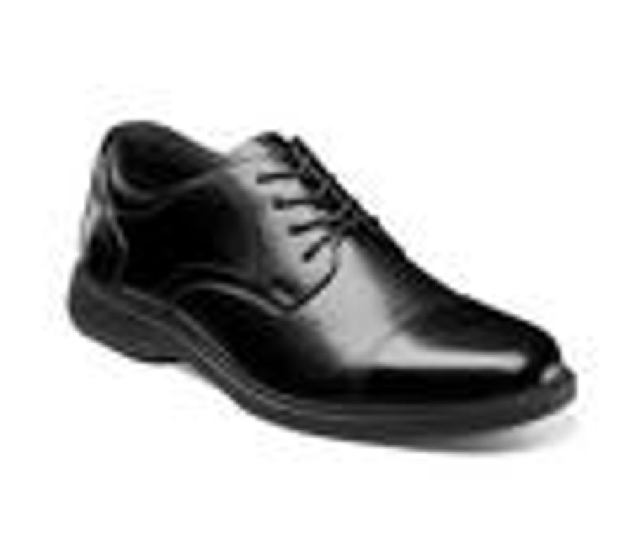 Men Nunn Bush Soft Toe | Men'S Nunn Bush Kore Pro Cap Toe Slip-Resistant Oxfords Black