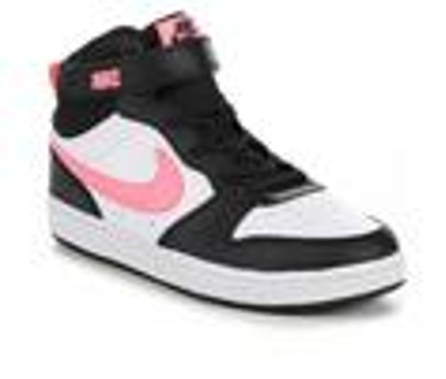 Kids Nike Athletics & Sneakers | Girls' Nike Little Kid Court Borough Mid 2 Sneakers Blk/Pulse/Wht