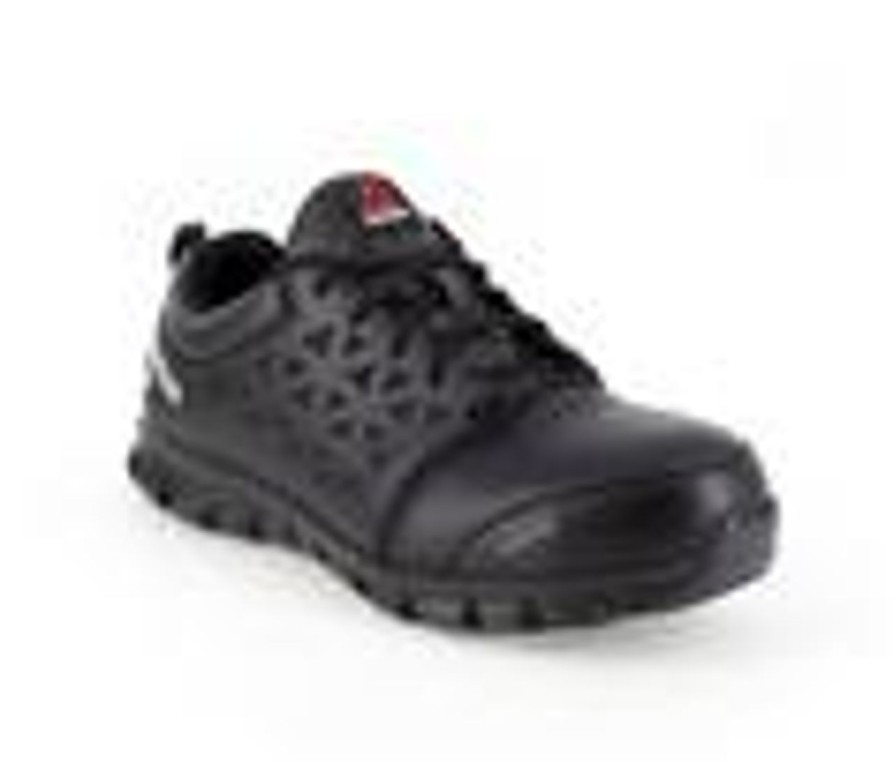 Men REEBOK WORK Electric Hazard | Men'S Reebok Work Sublite Cushion Leather Electrical Hazard Work Shoes Black