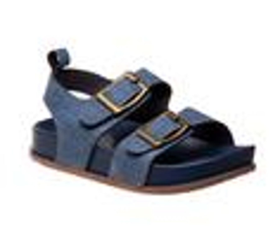 Kids Rugged Bear Sandals | Boys' Rugged Bear Toddler Rb88712H Adjustable Buckle Footbed Sandals Denim/Navy