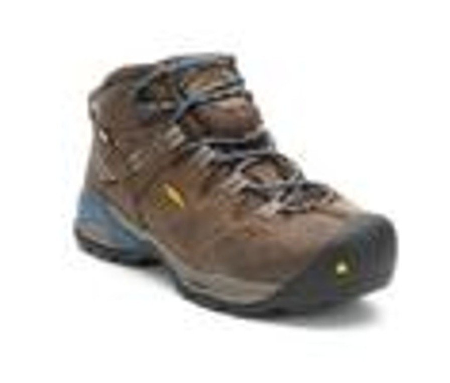 Men KEEN Utility Waterproof | Men'S Keen Utility Detroit Xt Mid Steel Toe Waterproof Work Boots Cascade Br/Bl