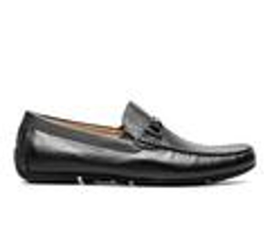 Men Florsheim Loafers | Men'S Florsheim Talladega Moc Toe Bit Driver Loafers Black Smooth