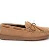 Men Minnetonka Loafers And Slip-Ons | Men'S Minnetonka Plaid Lined Hardsole Moccasins Cinnamon