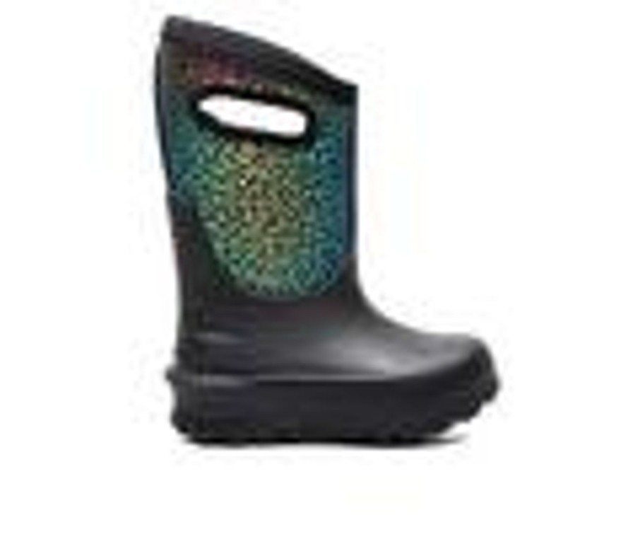 Kids Bogs Footwear Boots | Girls' Bogs Footwear Toddler & Little Kid Neo Classic Rainbow Rain Boots Black Multi