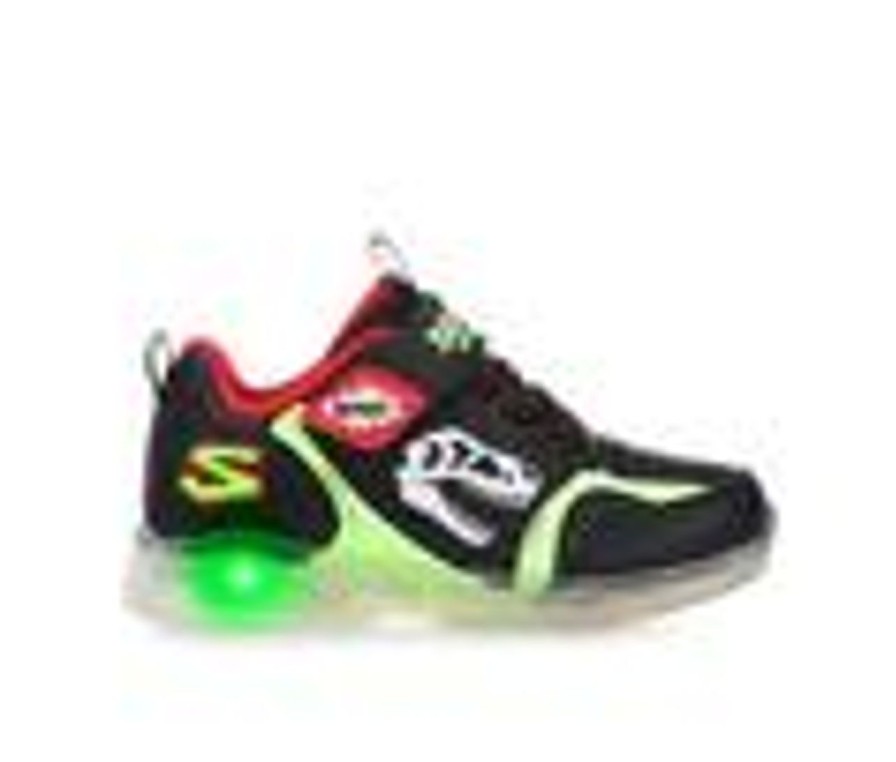 Kids Skechers Casual | Boys' Skechers Toddler & Little Kid Dino-Glo Light-Up Shoes Black/Lime/Red