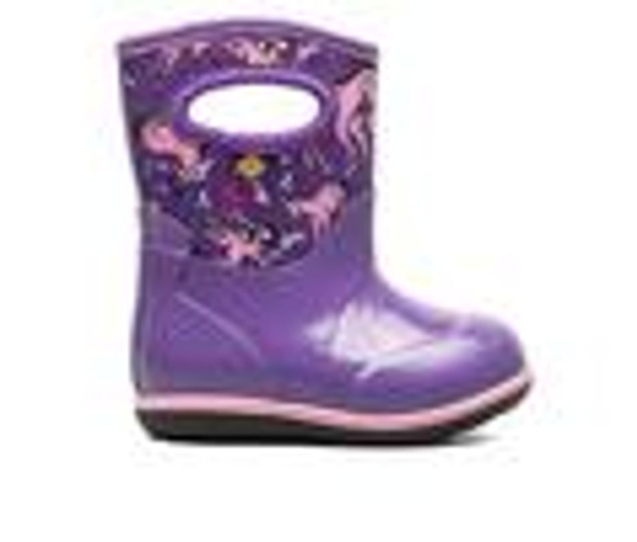 Kids Bogs Footwear Boots | Girls' Bogs Footwear Toddler Baby Classic Unicorn Aw Rain Boots Violet Multi