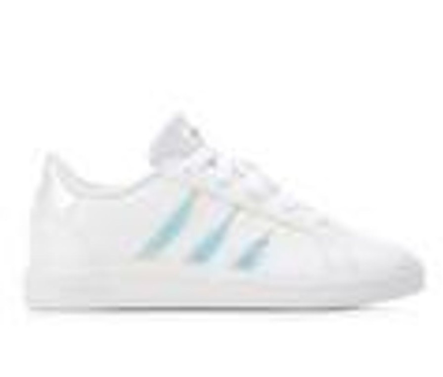 Kids Adidas Athletics & Sneakers | Girls' Adidas Little Kid & Big Kid Grand Court 2.0 Sustainable Sneakers Wht/Iridescent