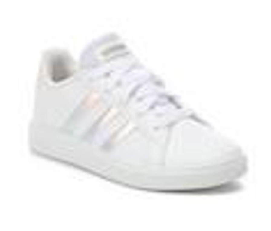 Kids Adidas Athletics & Sneakers | Girls' Adidas Little Kid & Big Kid Grand Court 2.0 Sustainable Sneakers Wht/Iridescent