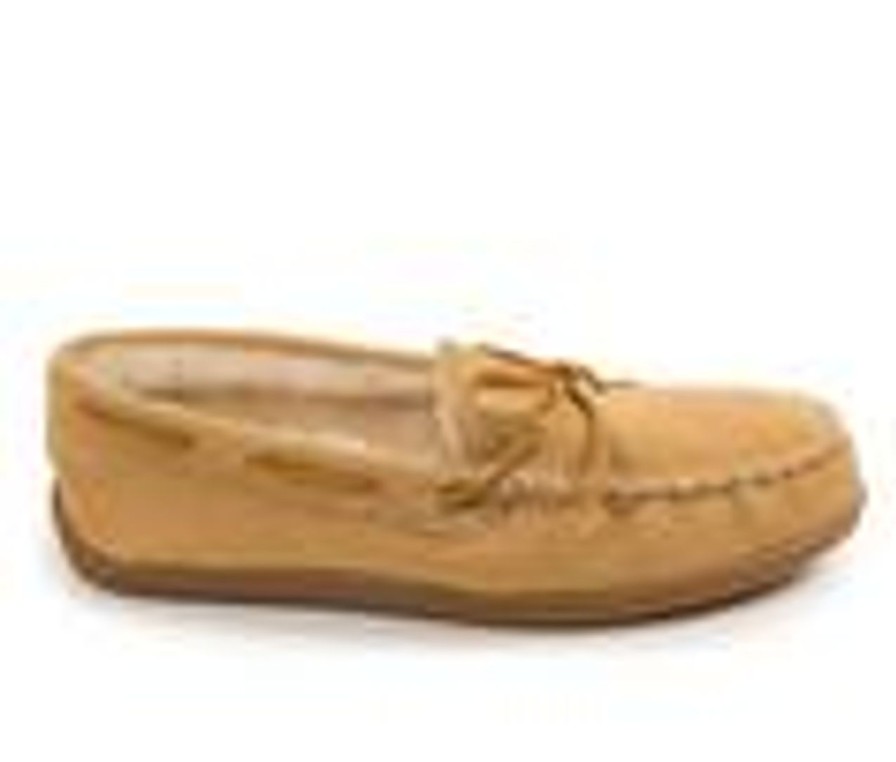 Men Minnetonka Loafers And Slip-Ons | Minnetonka Pile Lined Hardsole Slippers Tan