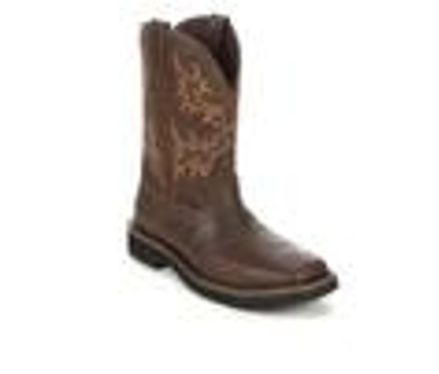 Men Justin Boots Steel Toe | Men'S Justin Boots Se 4682 Stampede Steel Toe Cowboy Boots Brown