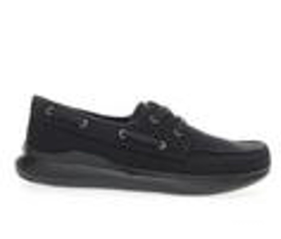 Men Propet Boat Shoes | Men'S Propet Viasol Lace Boat Shoes Black