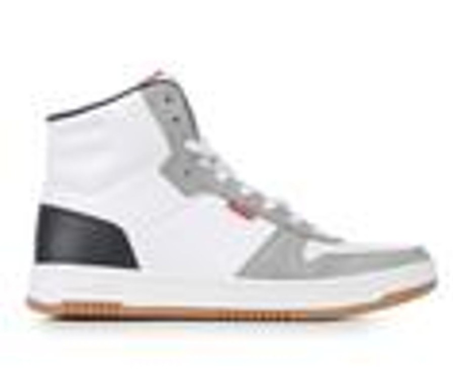 Men Levis High Tops | Men'S Levis Drive Hi Sneakers White/Navy/Red